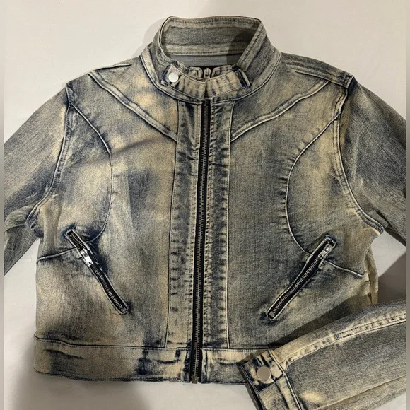 Vintage Denim Moto Jacket - Picture 2 of 3